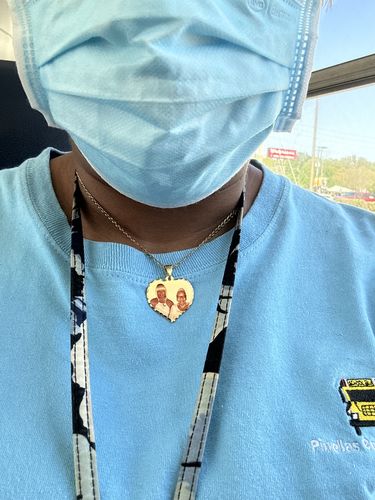 Customer photo review of Diamond Cut Heart Shape Photo Necklace