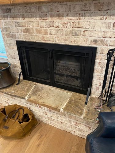 Customer photo review of Free Standing Fireplace Screen with Operable Doors Handmade to Fit Your Fireplace - Carolina