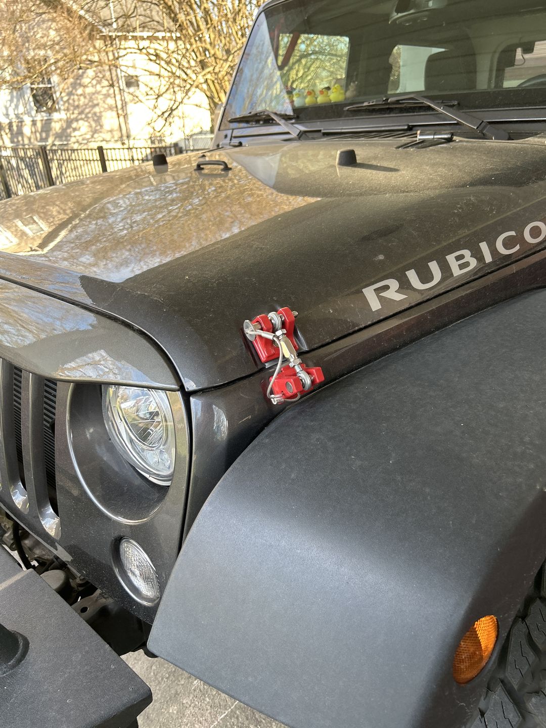 Customer photo review of Locking Hood Catch Kit - Black / Red for 07-18 Jeep Wrangler JK/ JKU