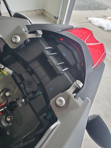 Customer photo review of Triumph Street Triple Helmet Hook (lock)