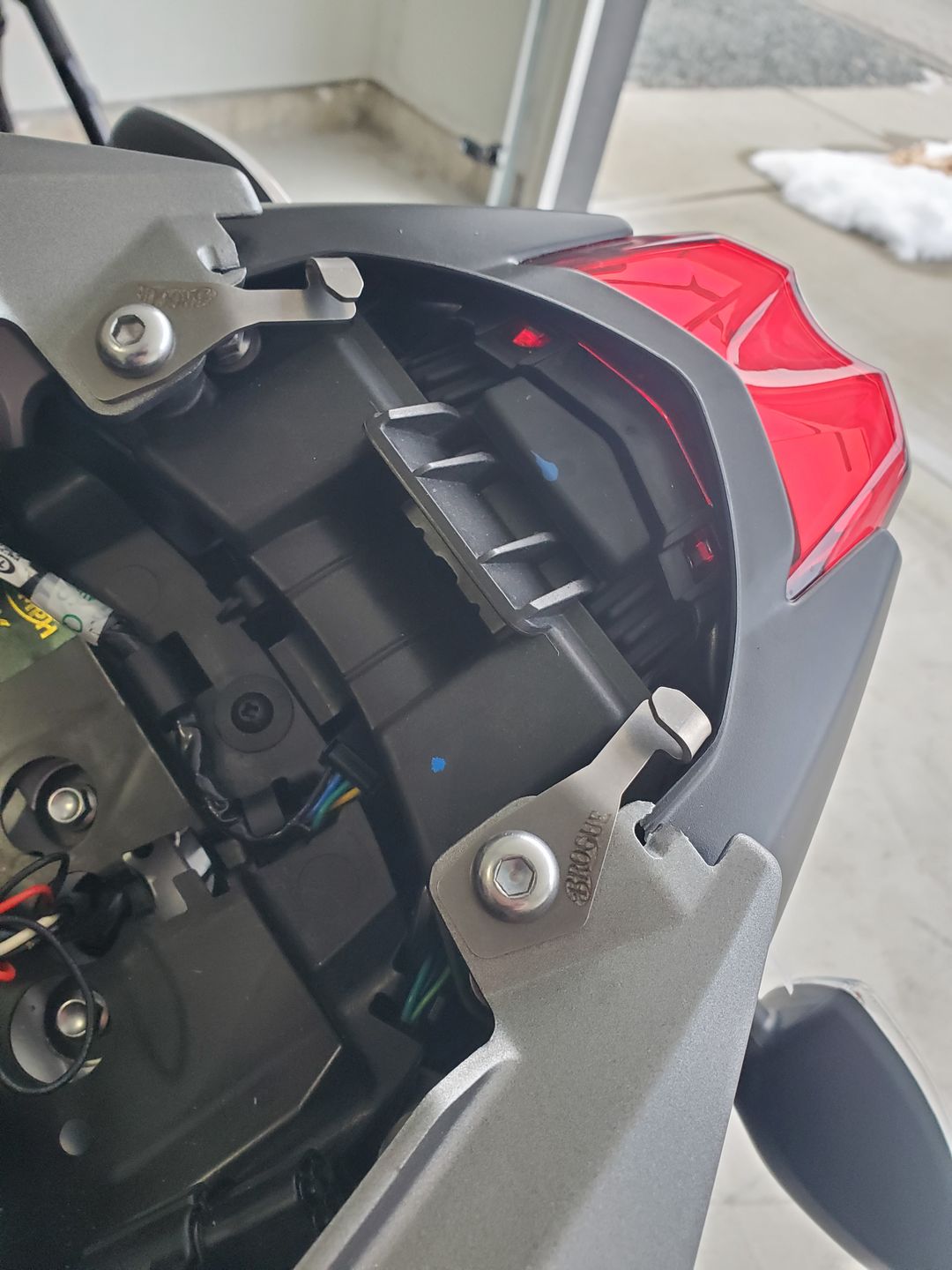 Customer photo review of Triumph Street Triple Helmet Hook (lock)