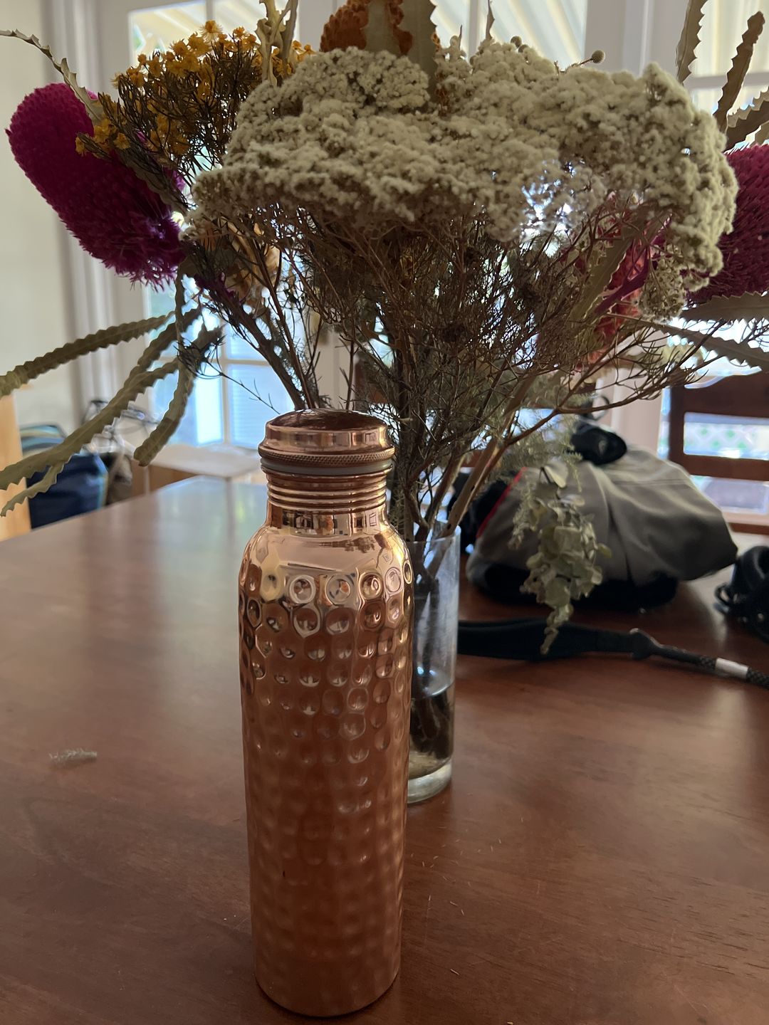 Customer photo review of Hammered Pure Copper Water Bottle