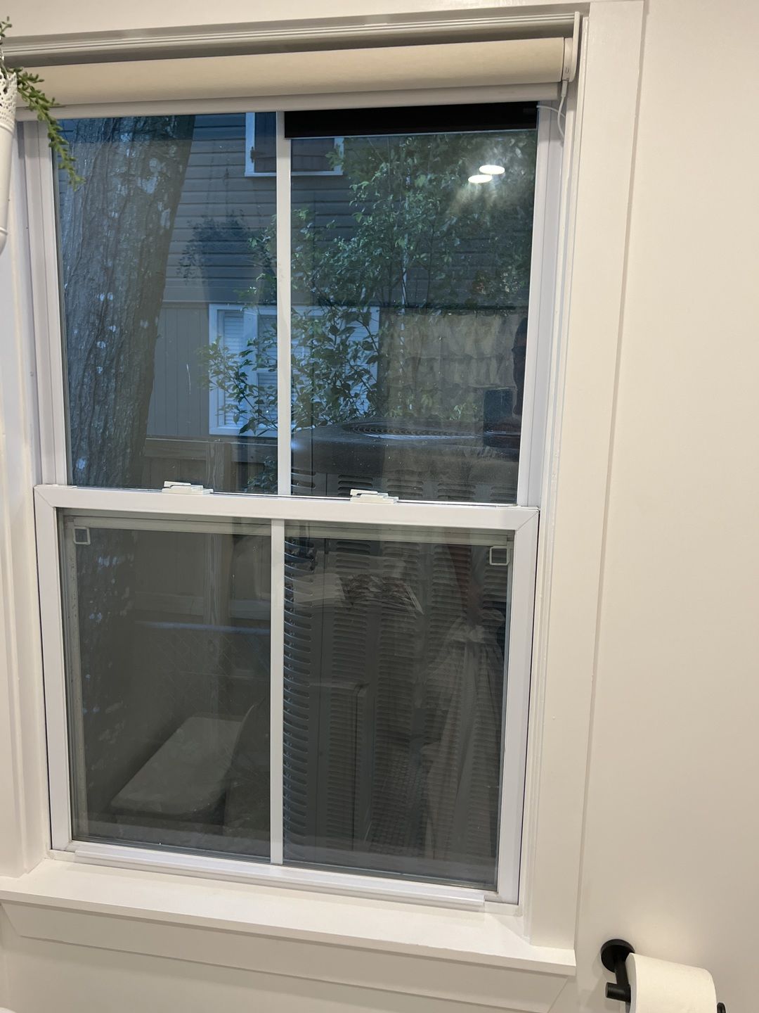 Customer photo review of SmartWings Motorized Light Filtering Roller Shades 50% Blackout PVC Free Sunscreen