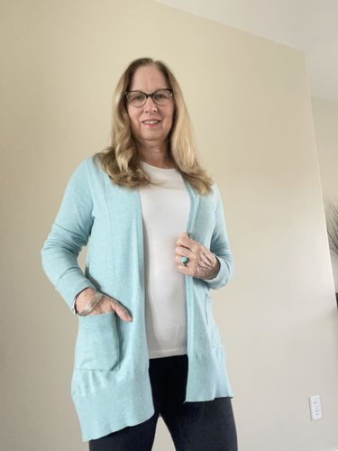 Customer photo review of Dreamy Lightweight Cardigan (Light Turquoise)