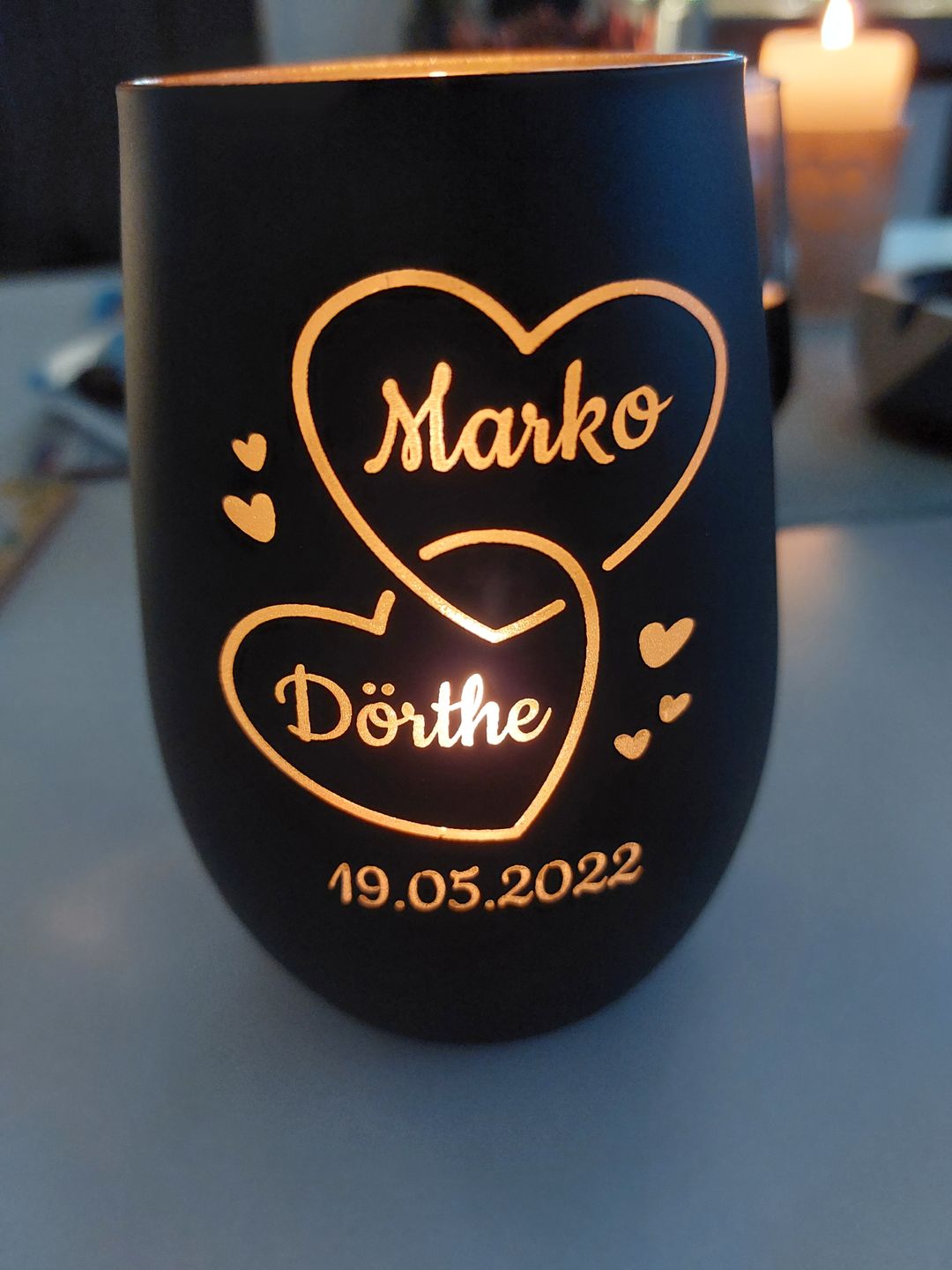 Customer photo review of Zwei Herzen - Paar-Windlicht
