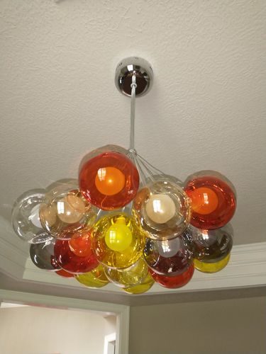 Customer photo review of Unique Multi-Color Globe Cluster Chandelier