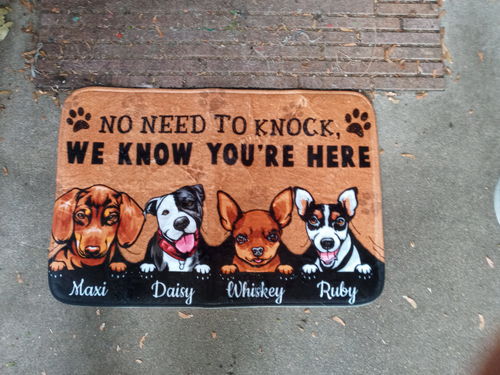 Customer photo review of Dog Personalized Doormat - DM042PS