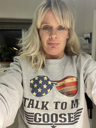 Customer photo review of Top Gun Talk To Me Goose Sweatshirt