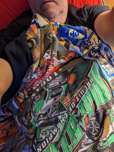 T-shirt quilt with motorsports, auto racing themes by David from PA
