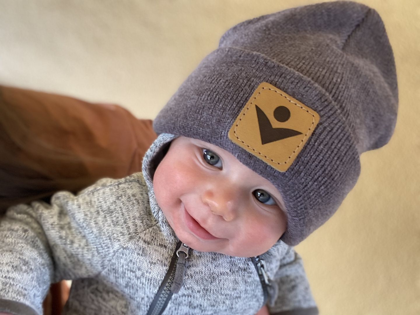 Customer photo review of Custom Leather Patch Beanie