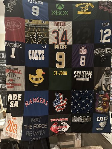 T-shirt quilt featuring indianapolis colts, spartan athletics by JESSICA from TX