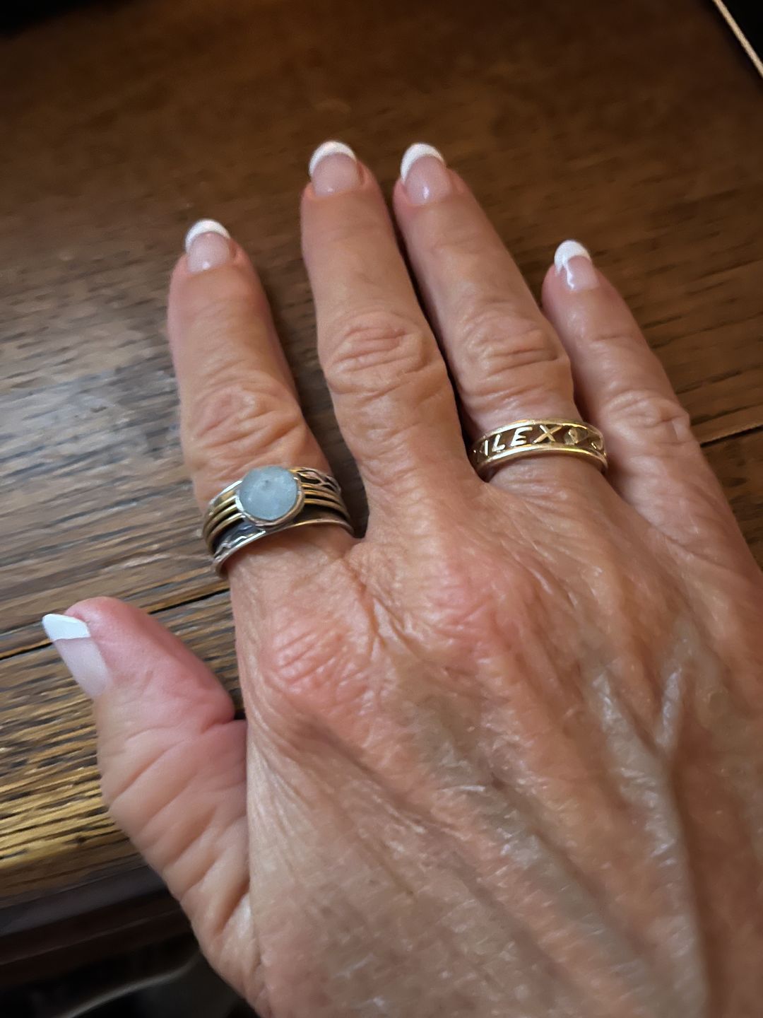 Customer photo review of Aquamarine Spinner Ring Inspired by Nature Sterling Silver