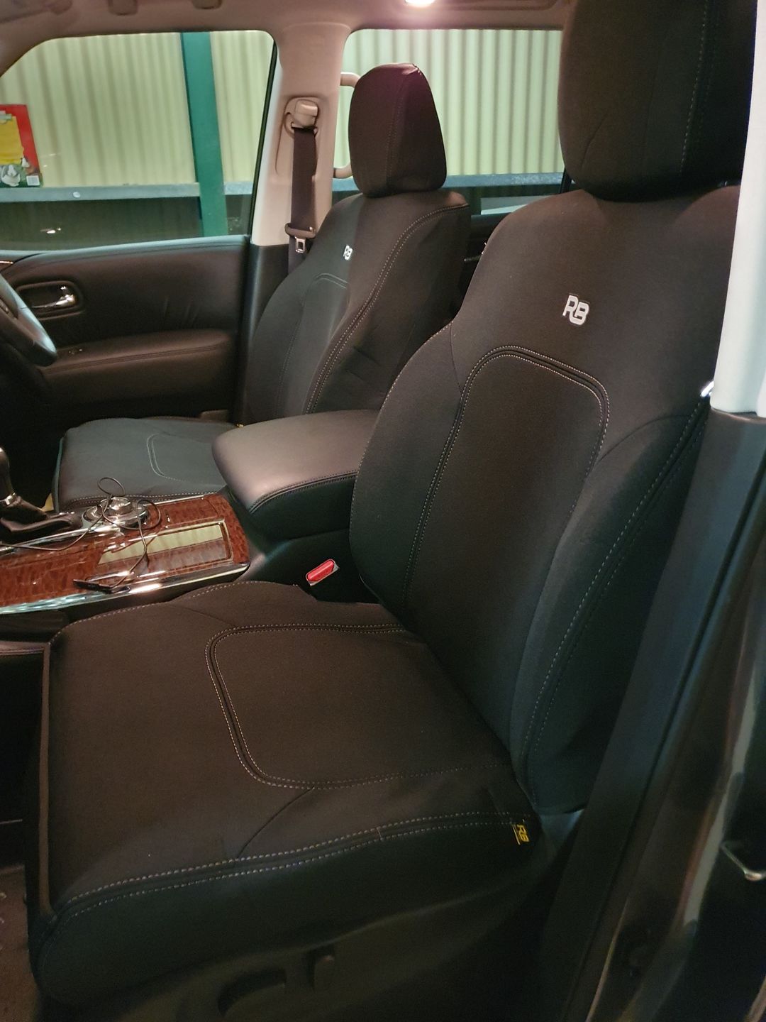 Customer photo review of Nissan Patrol Y62 Neoprene 2nd Row Seat Covers (Made to Order)