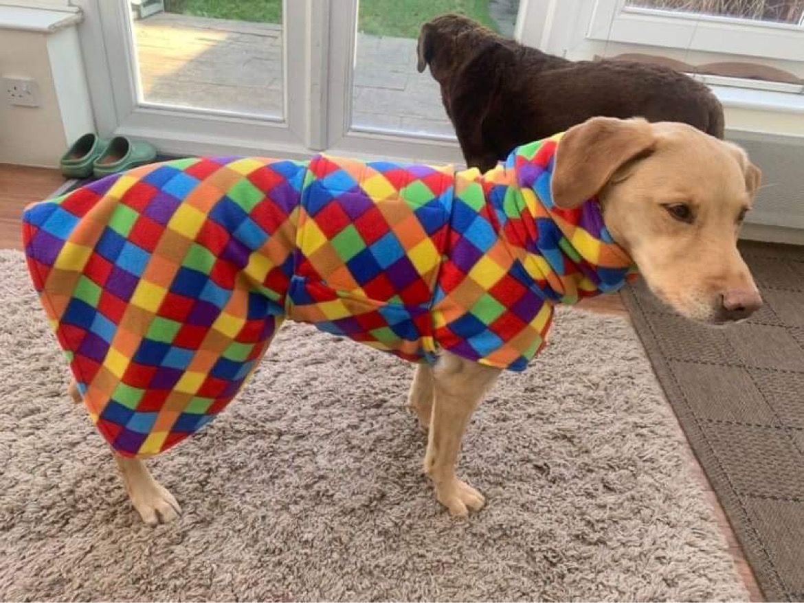 Customer photo review of Multicoloured Squares Anti Pill Polar Fleece Fabric