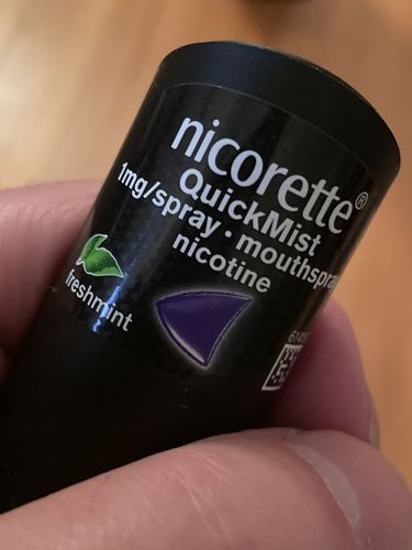 Customer photo review of Nicorette Quickmist Mouthspray Cool Berry 1 mg Duo Pack