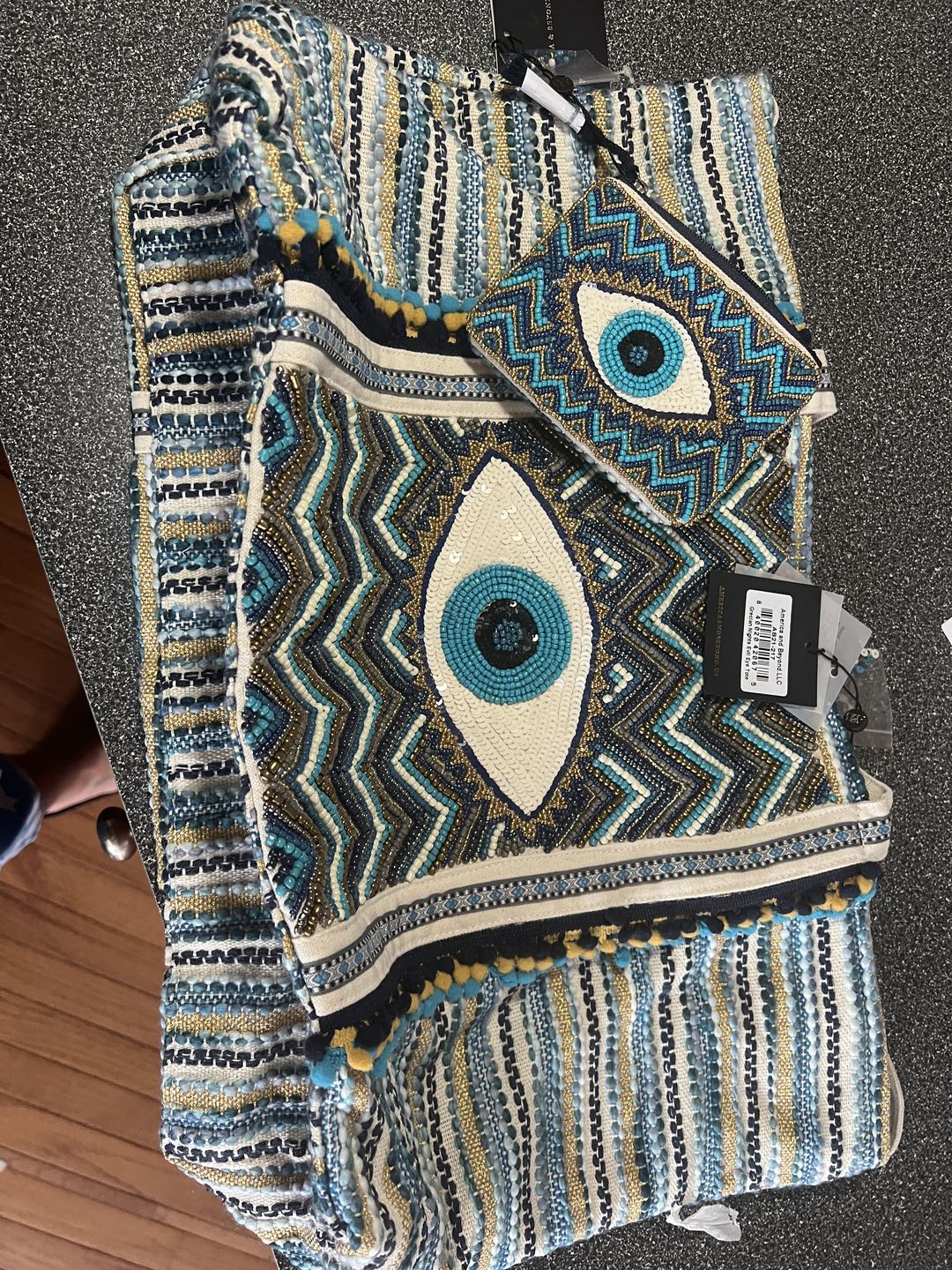 Customer photo review of Grecian Nights Evil Eye Embellished Mini Pouches