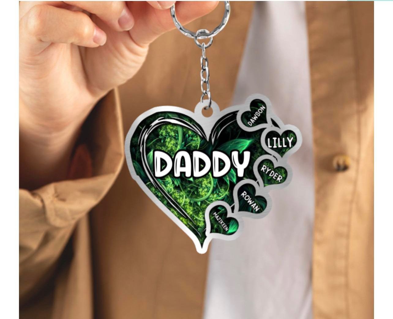 Customer photo review of Grandma- Mom Heart Kids, Multi Colors Personalized Acrylic Keychain