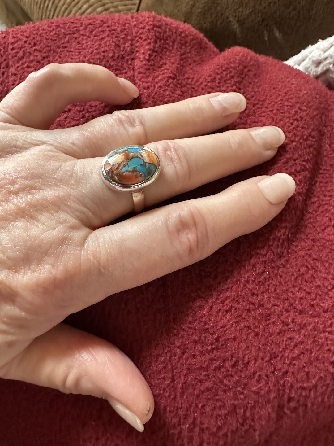 Customer photo review of Oyster Copper Turquoise Ring Sterling Silver