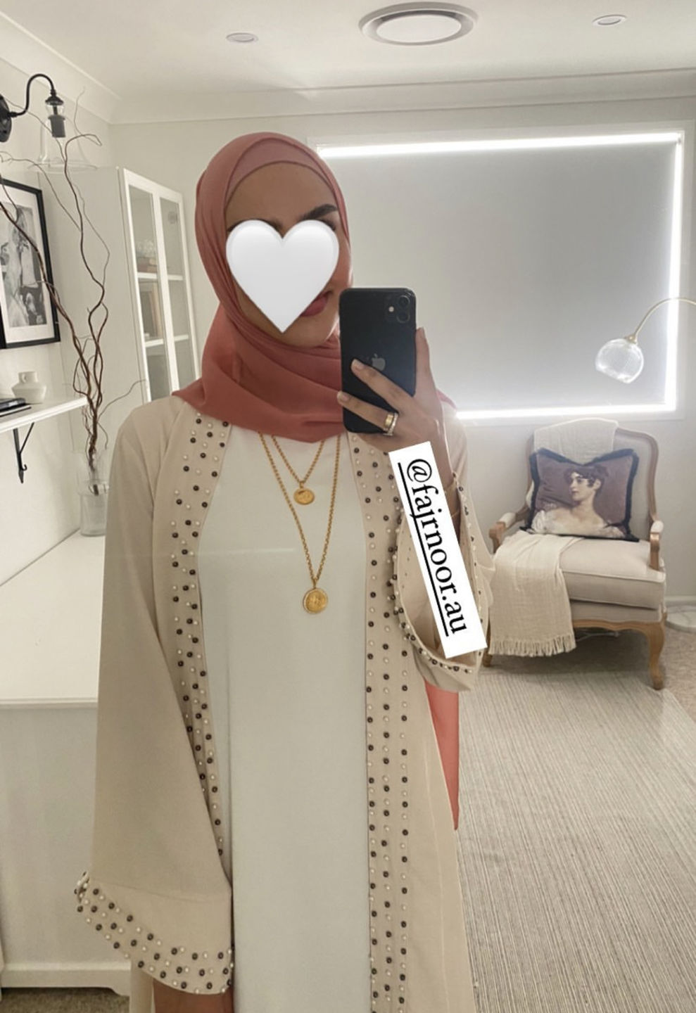 Customer photo review of Amirah Pearl Abaya - Cream