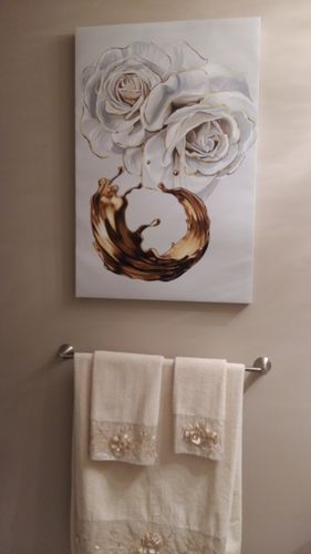 Customer photo review of 'Gold & White Floral' Framed Canvas