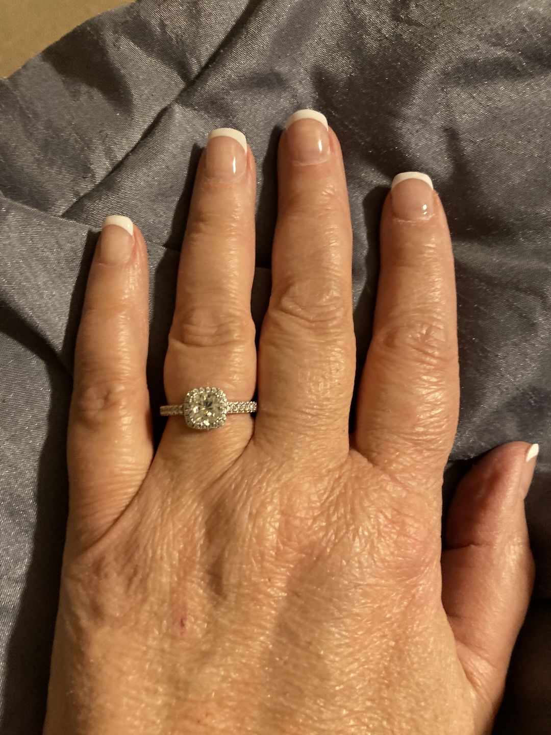 Customer photo review of Halo Cushion Moissanite Pave Sterling Silver Ring