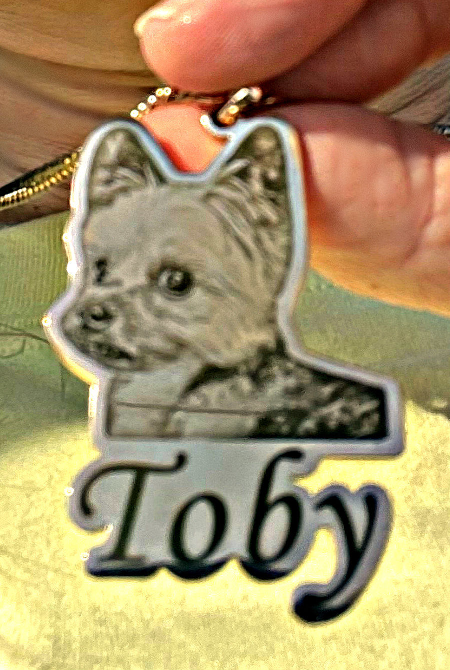 Customer photo review of Custom Photo Engraved Pet Necklace
