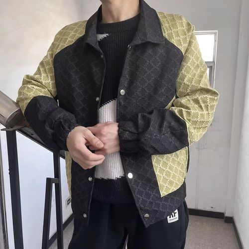 Customer photo review of Men's Plaid Panel Casual Cropped Jacket