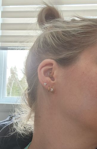 Customer photo review of Lotus Stud Earrings - 14k Gold