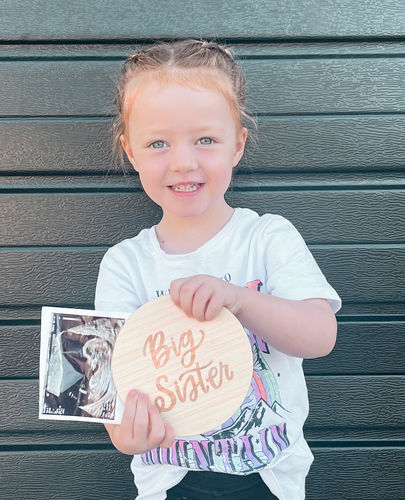 Customer photo review of Lovely Lettering Sibling Announcement Card