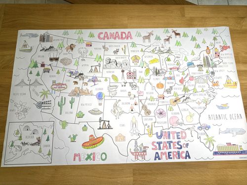Customer photo review of USA Map Coloring Sheet