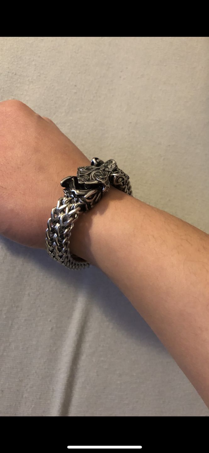 Customer photo review of Fenrir - The Great Wolf - Stainless Steel Bracelet