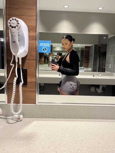 Customer photo review of Grey Pocket Scrunch Butt Shorts