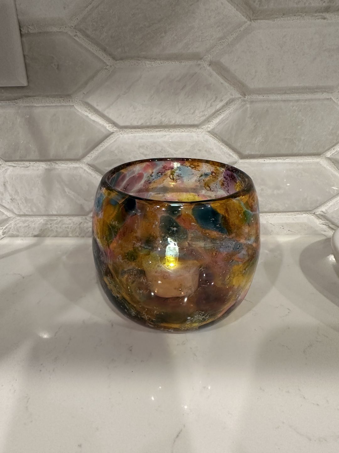 Customer photo review of Glass Votive with Infused Cremation Ashes