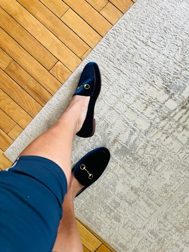 Customer photo review of Classic Metal Buckle Velvet Loafers