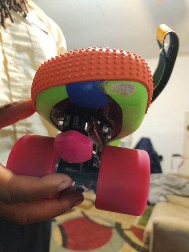 Customer photo review of Stitched Leather Roller Skate Toe Guards Protectors