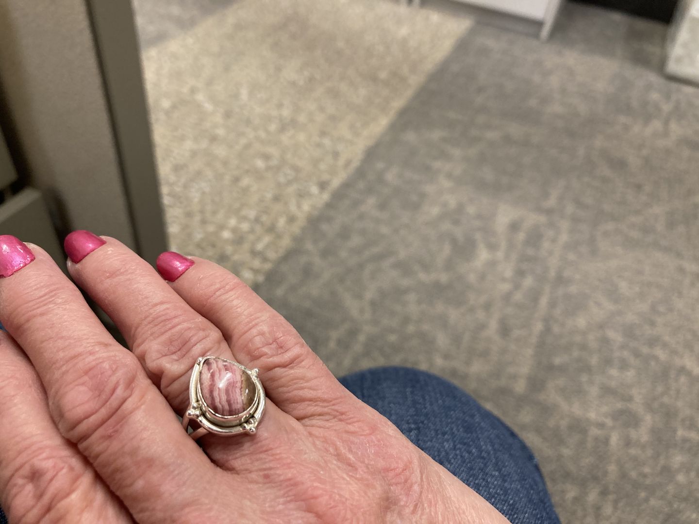 Customer photo review of Teardrop Rhodochrosite Ring Sterling Silver