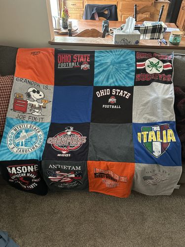 T-shirt quilt featuring ohio state football by Christine from OH