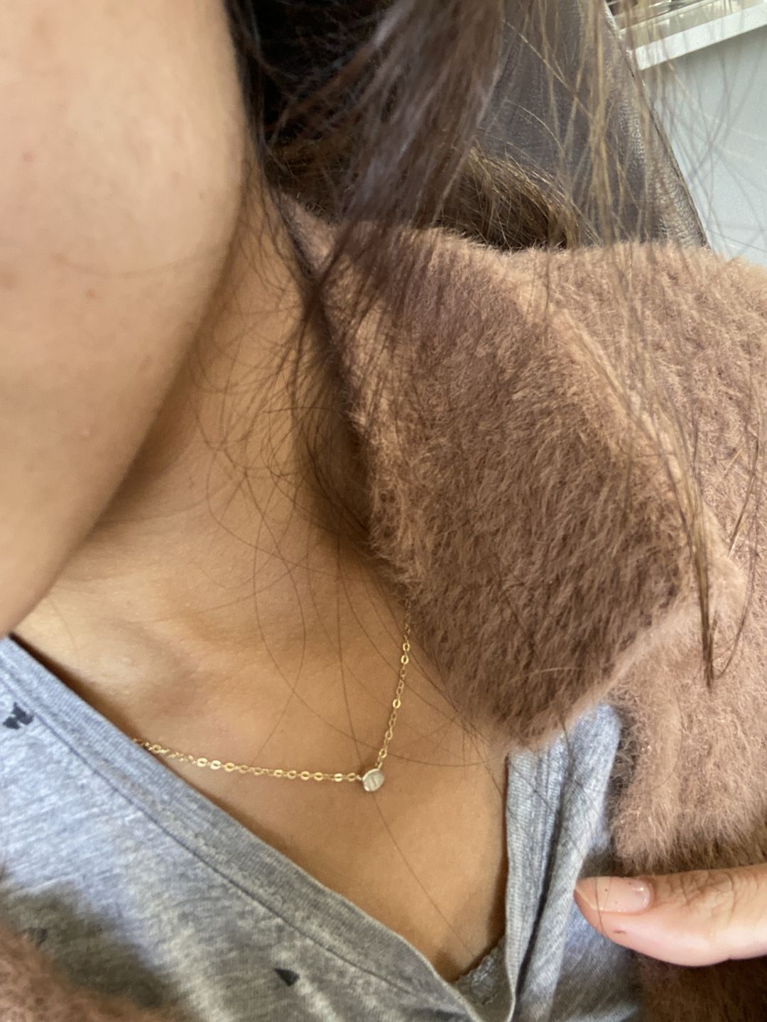 Customer photo review of Initial Letter Dot Necklace