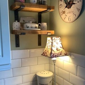 Customer photo review of Rustic Wooden Wall Shelves with Industrial Style Bracket | 22.5cm depth