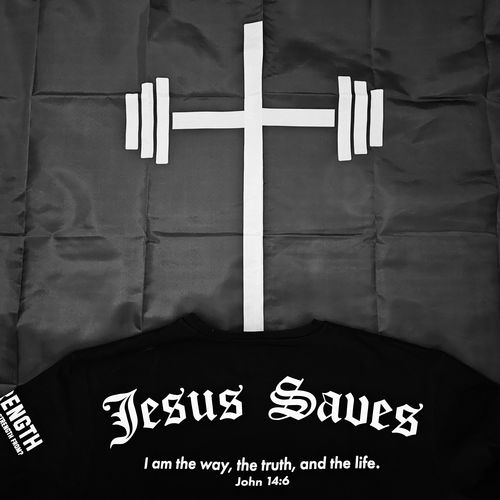 Customer photo review of Jesus Saves Oversized Tee - Black