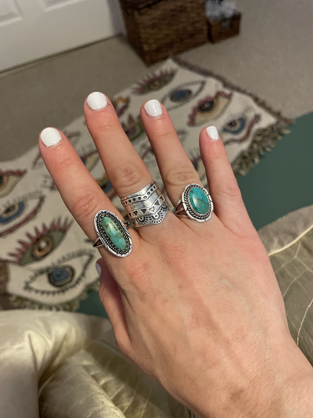 Customer photo review of Southwestern Style Real Turquoise Ring Sterling Silver