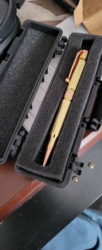Customer photo review of .308 Real Bullet Authentic Brass Casing Refillable Twist Pen - Tactical Gift Box - Polished Brass