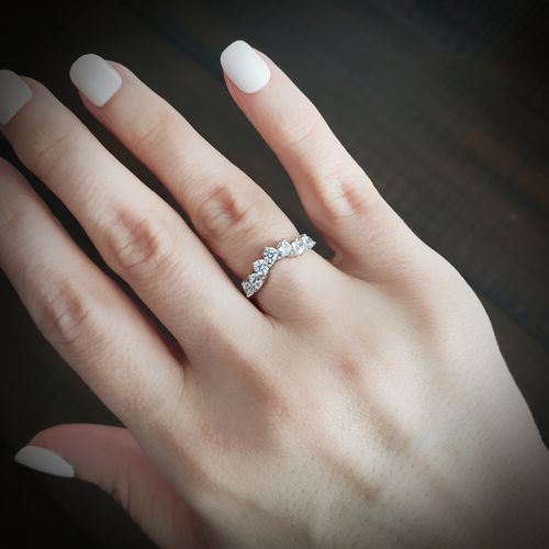 Customer photo review of 7-Stone Wishbone CZ Eternity Ring in Sterling Silver