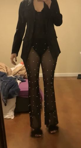 Customer photo review of Solid Blazer & Studded Sheer Pants Set