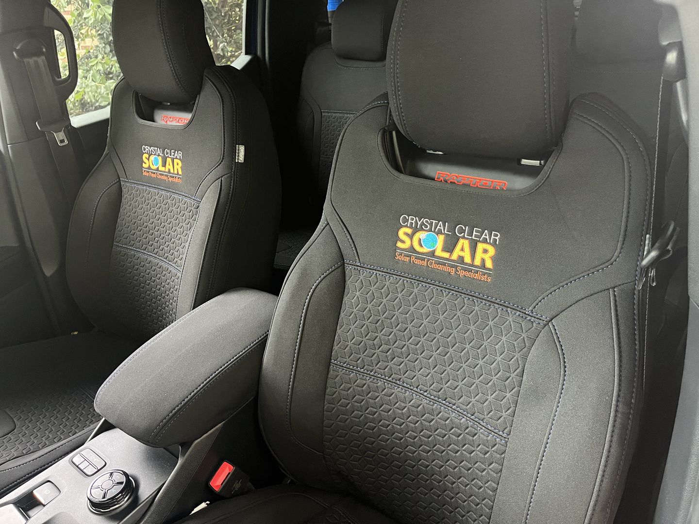 Customer photo review of Ford Next-Gen Raptor Premium Neoprene 2x Front Row Seat Covers (Made to Order)