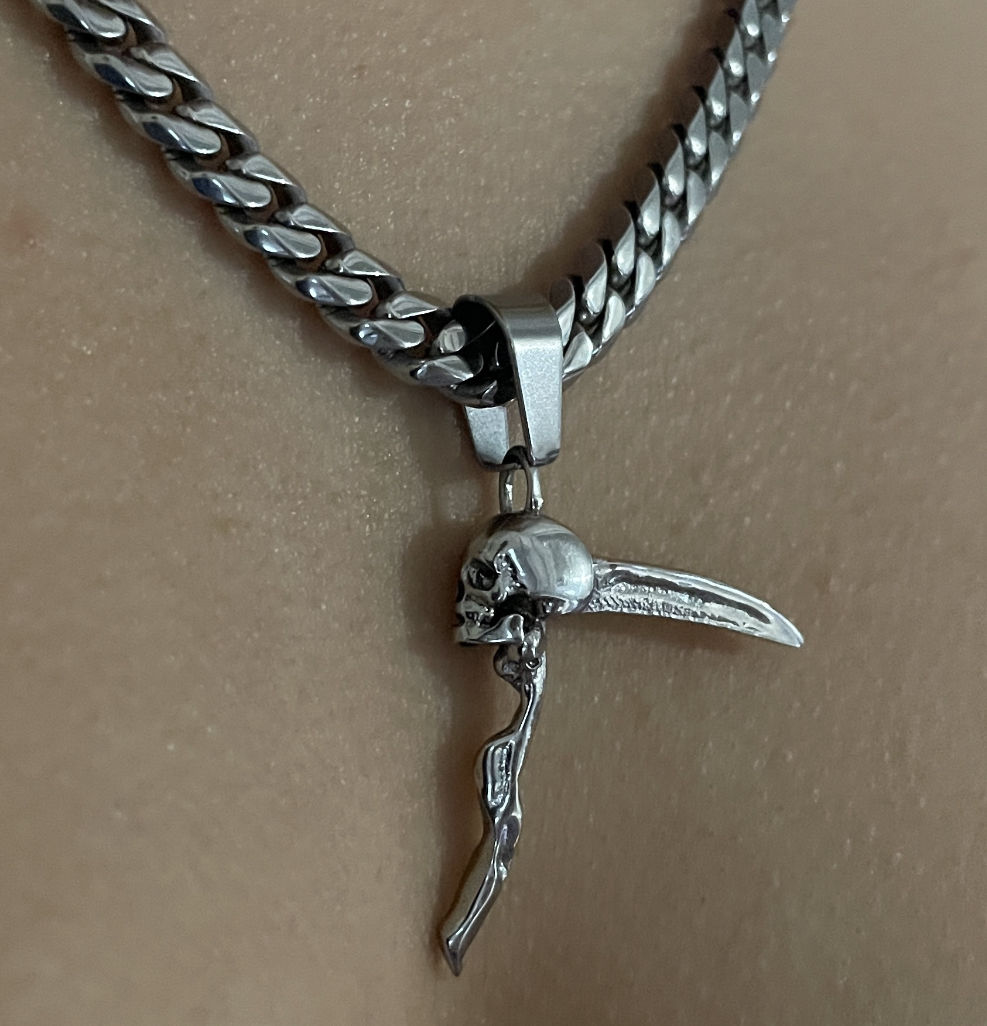 Customer photo review of SCYTHE SKULL PENDANT