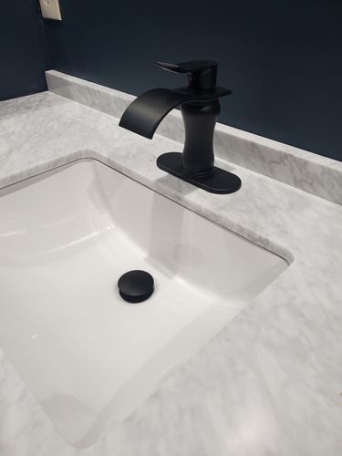 Customer photo review of Waterfall Single Hole Single-Handle Bathroom Faucet Black