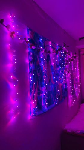 Customer photo review of LED Fairy Lights Curtain Lights 16 Colors Changing Backdrop String Lights with Remote for Room Birthday Wedding Decoration