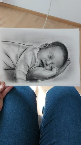 Customer photo review of Portrait zeichnen lassen - Portraitzeichnungen vom Foto bestellen - Auftragsmalerei