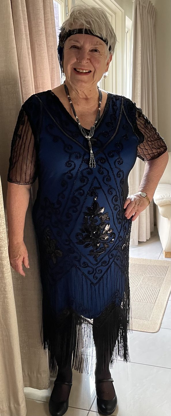 Customer photo review of 1920s Blue Evelyn Plus Size Gatsby Dress